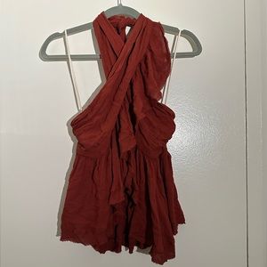 Red Free People Halter Top